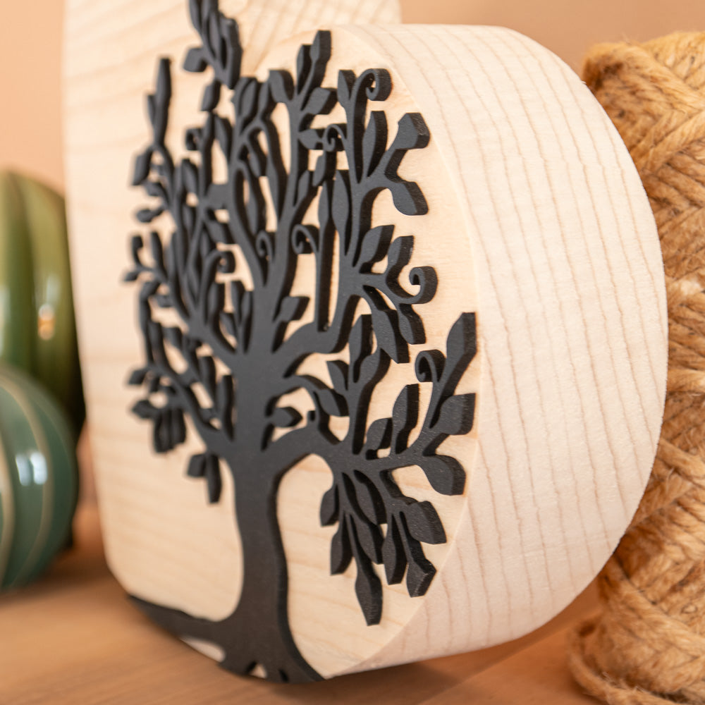 Cuore in legno massello - albero della vita