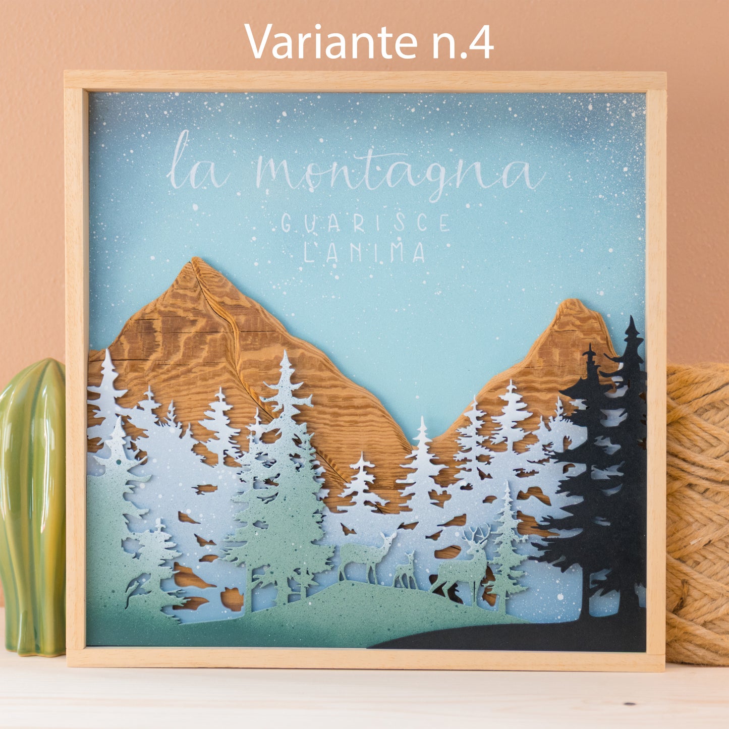 Quadro montagna legno grezzo
