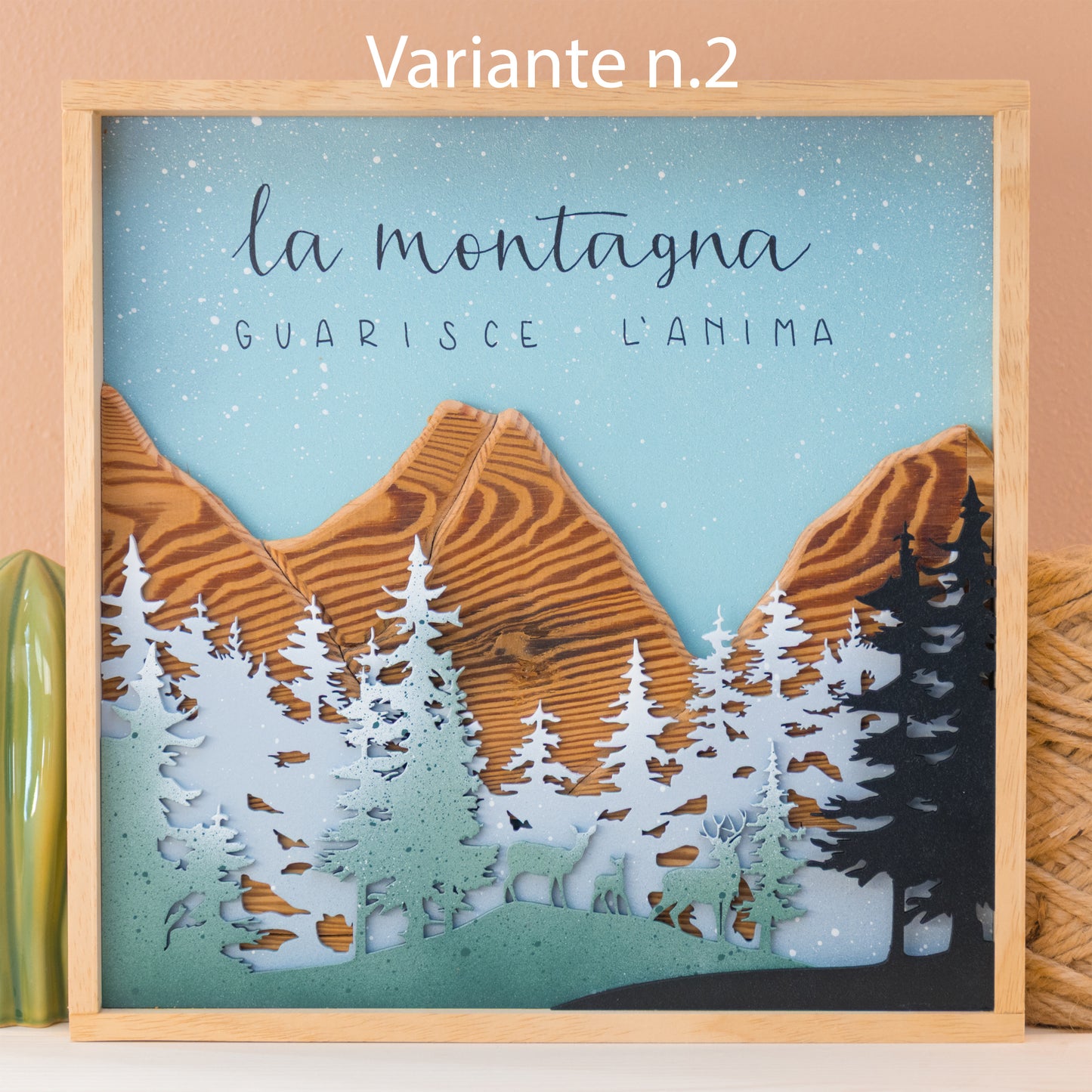 Quadro montagna legno grezzo