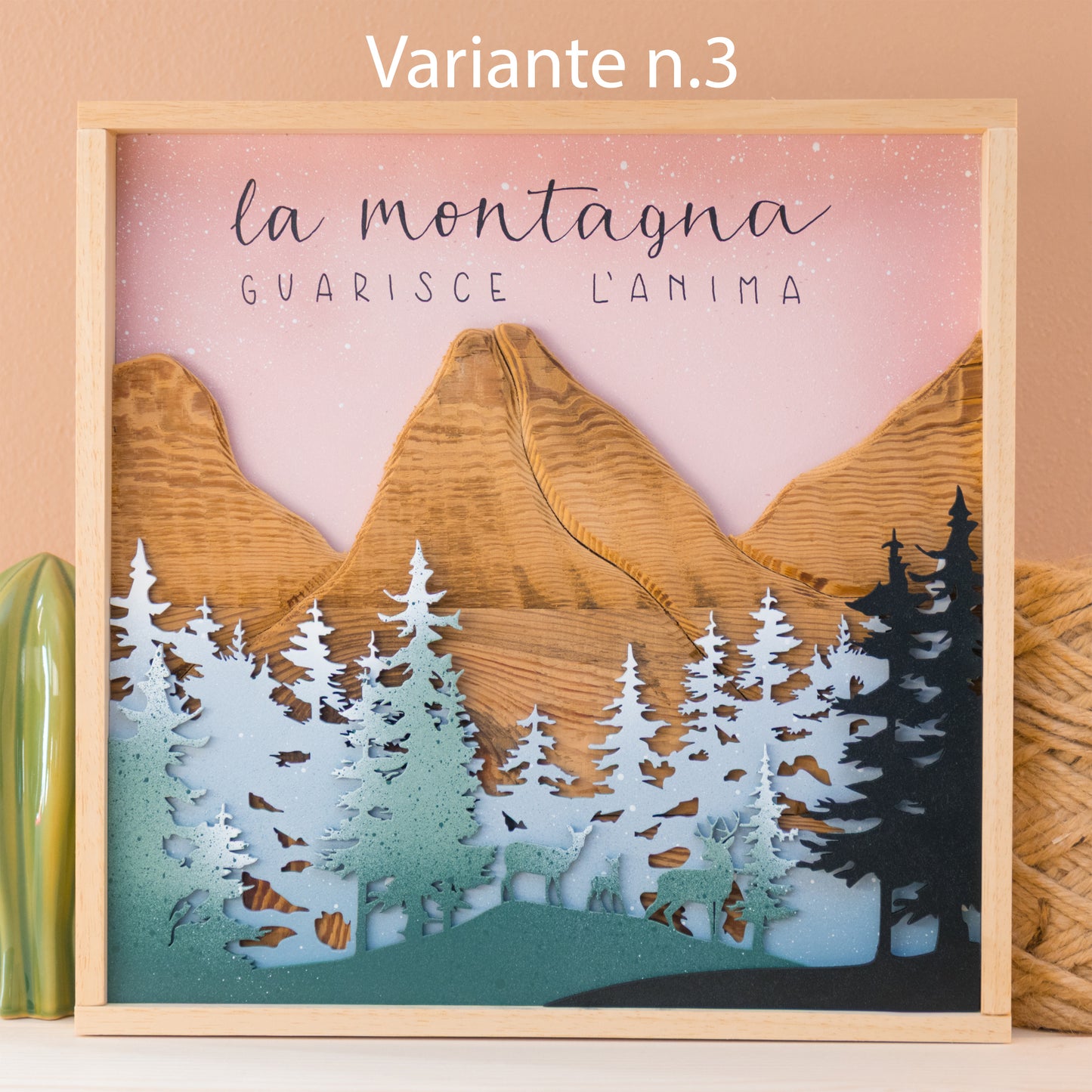 Quadro montagna legno grezzo
