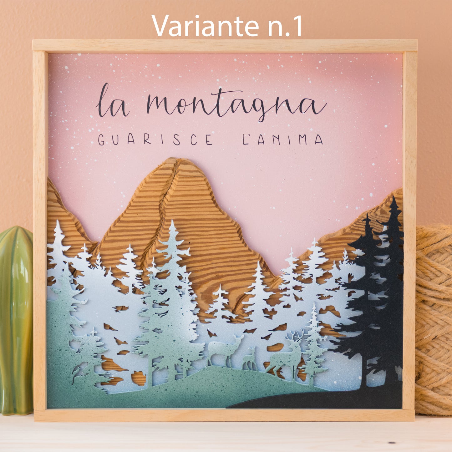 Quadro montagna legno grezzo