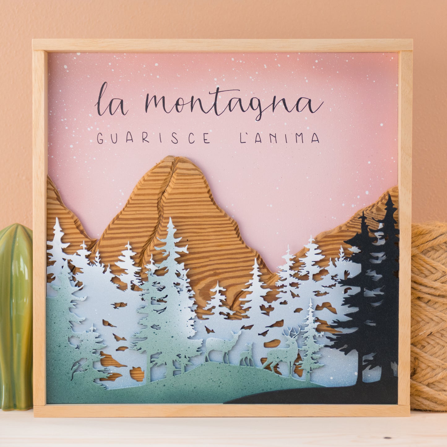 Quadro montagna legno grezzo