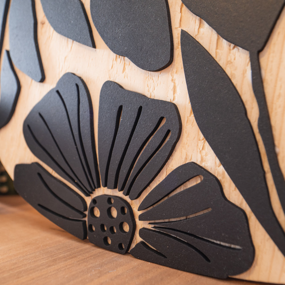 Cuore in legno massello - floreale