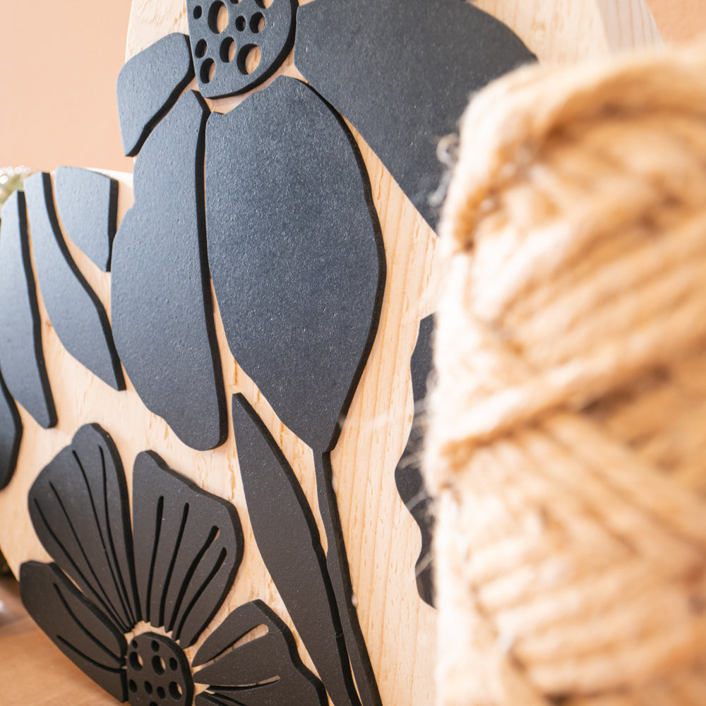 Cuore in legno massello - floreale