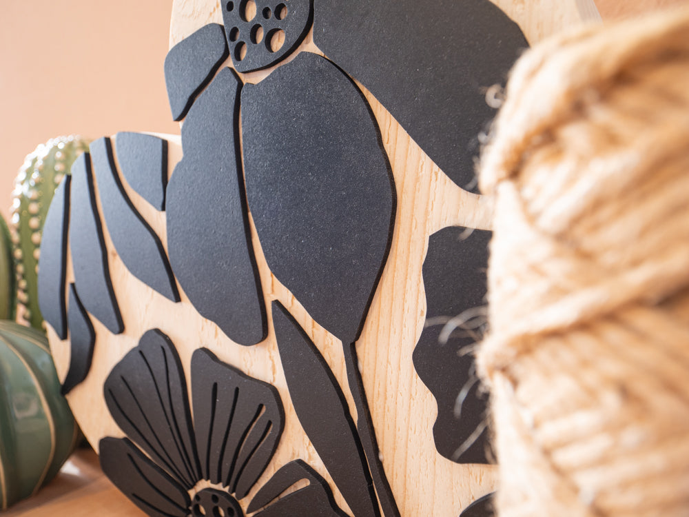 Cuore in legno massello - floreale