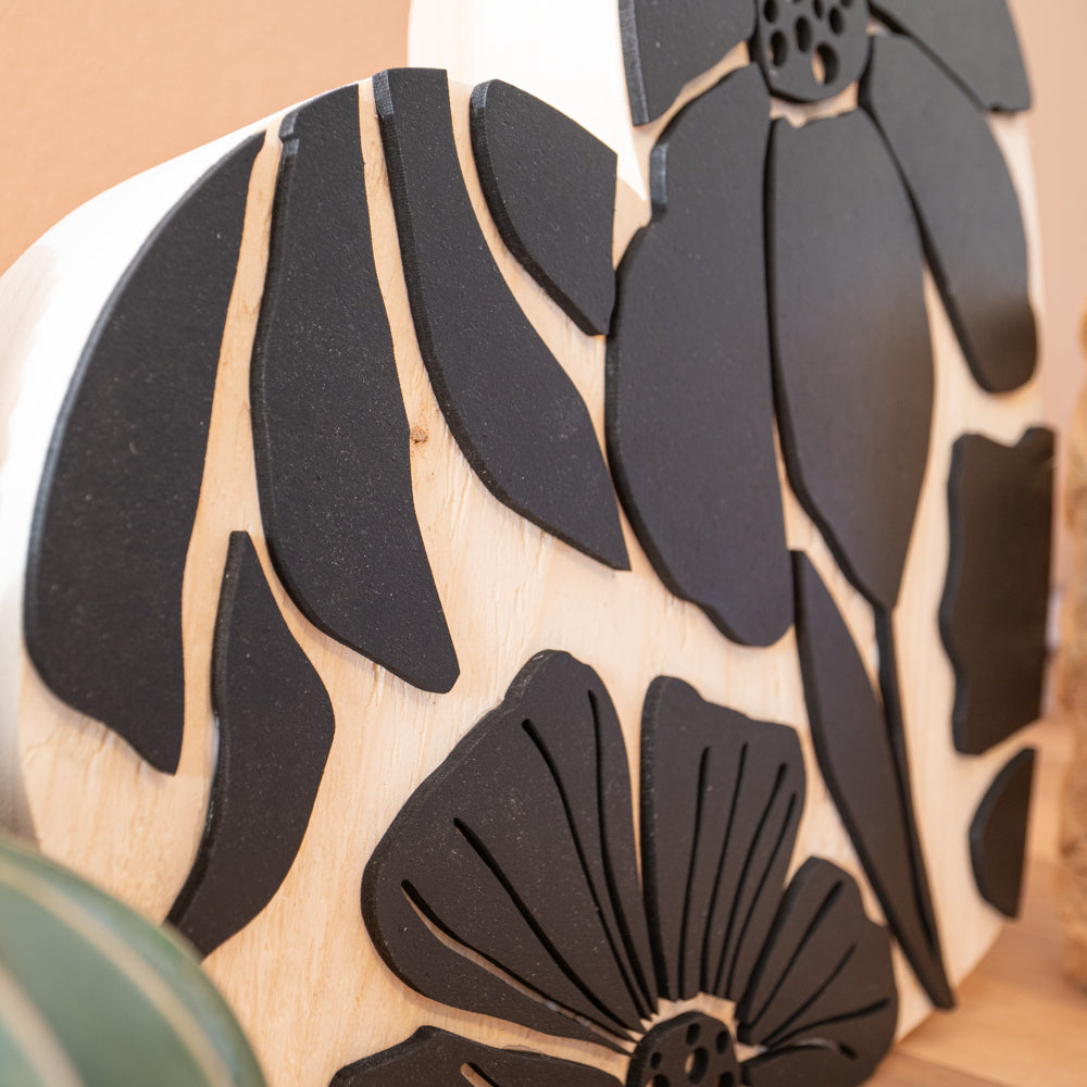 Cuore in legno massello - floreale