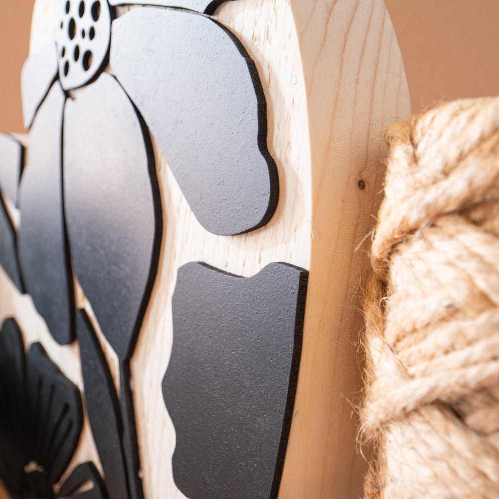 Cuore in legno massello - floreale