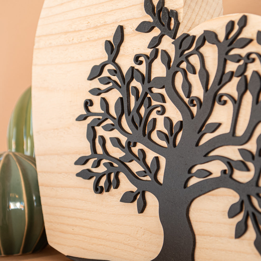Cuore in legno massello - albero della vita
